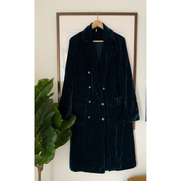 Free People Velvet Trench Coat - M - Picture 2 of 6